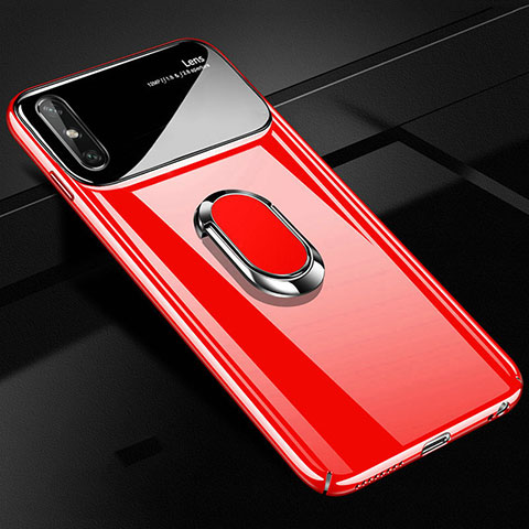Custodia Plastica Rigida Cover Opaca con Magnetico Anello Supporto A01 per Huawei Enjoy 10e Rosso