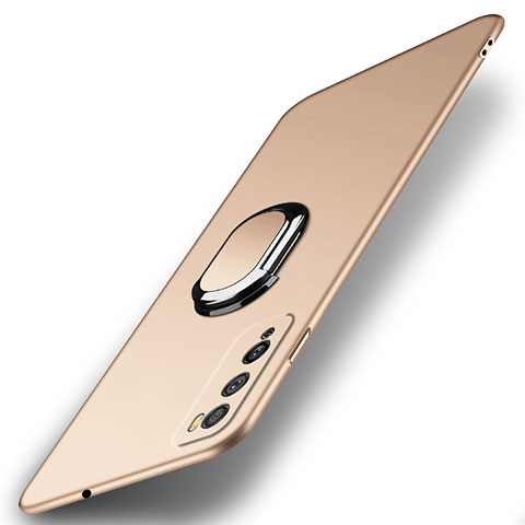 Custodia Plastica Rigida Cover Opaca con Magnetico Anello Supporto A01 per Huawei Enjoy 20 Pro 5G Oro