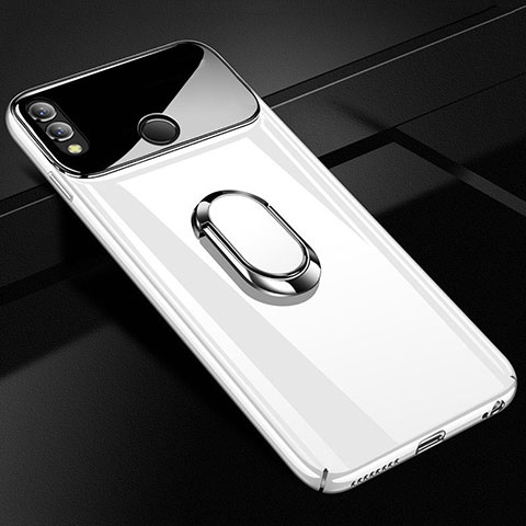 Custodia Plastica Rigida Cover Opaca con Magnetico Anello Supporto A01 per Huawei Honor 10 Lite Bianco