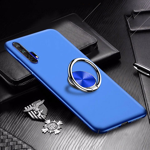 Custodia Plastica Rigida Cover Opaca con Magnetico Anello Supporto A01 per Huawei Honor 20 Pro Blu