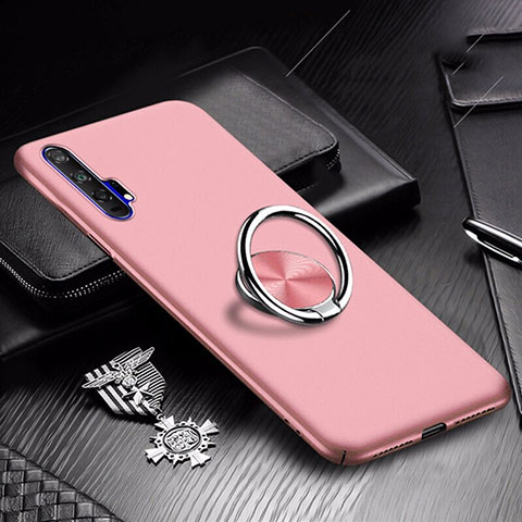 Custodia Plastica Rigida Cover Opaca con Magnetico Anello Supporto A01 per Huawei Honor 20 Pro Oro Rosa