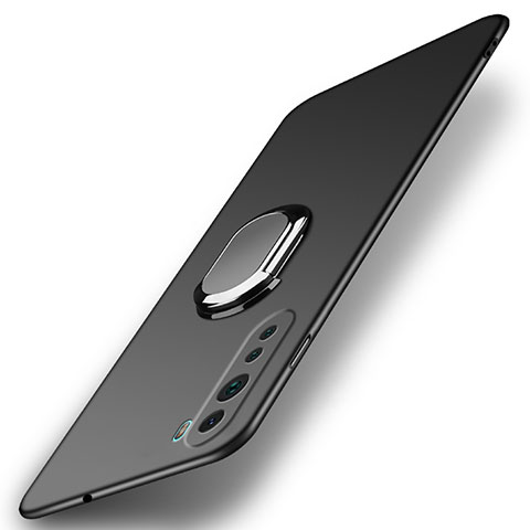 Custodia Plastica Rigida Cover Opaca con Magnetico Anello Supporto A01 per OnePlus Nord Nero