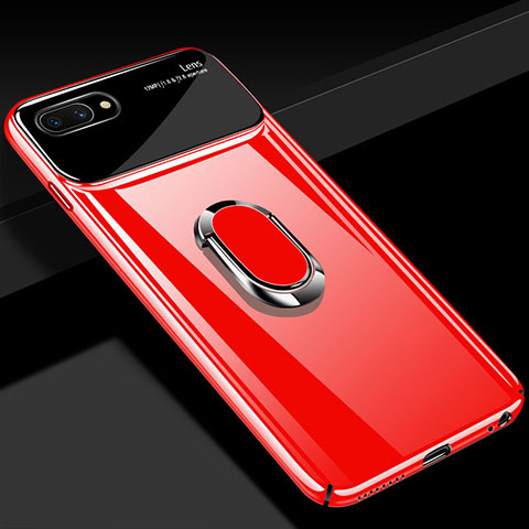 Custodia Plastica Rigida Cover Opaca con Magnetico Anello Supporto A01 per Oppo A12e Rosso