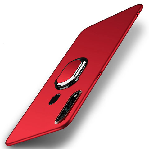 Custodia Plastica Rigida Cover Opaca con Magnetico Anello Supporto A01 per Oppo A8 Rosso
