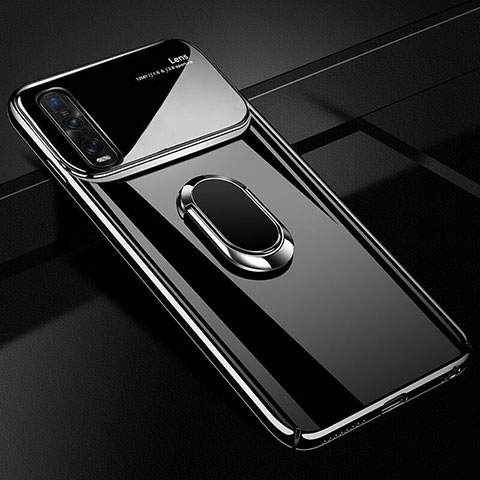 Custodia Plastica Rigida Cover Opaca con Magnetico Anello Supporto A01 per Oppo Find X2 Pro Nero