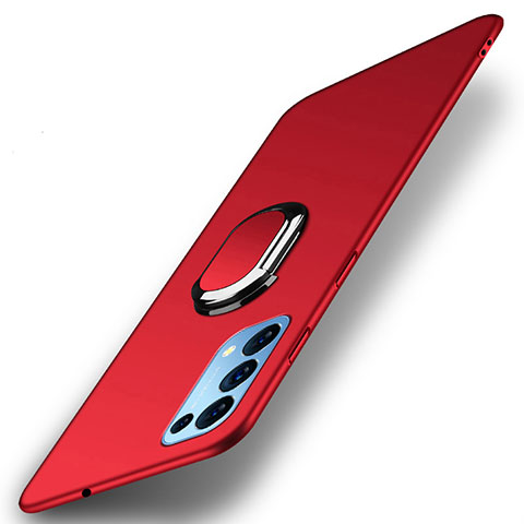 Custodia Plastica Rigida Cover Opaca con Magnetico Anello Supporto A01 per Oppo Find X3 Lite 5G Rosso