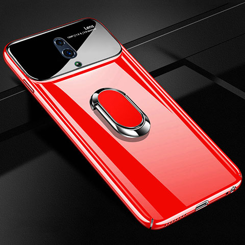 Custodia Plastica Rigida Cover Opaca con Magnetico Anello Supporto A01 per Oppo K3 Rosso