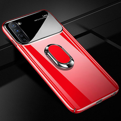 Custodia Plastica Rigida Cover Opaca con Magnetico Anello Supporto A01 per Oppo Reno3 Rosso