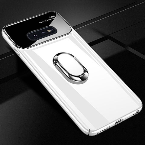 Custodia Plastica Rigida Cover Opaca con Magnetico Anello Supporto A01 per Samsung Galaxy S10e Bianco