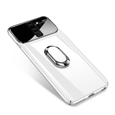Custodia Plastica Rigida Cover Opaca con Magnetico Anello Supporto A01 per Samsung Galaxy S9 Plus Bianco