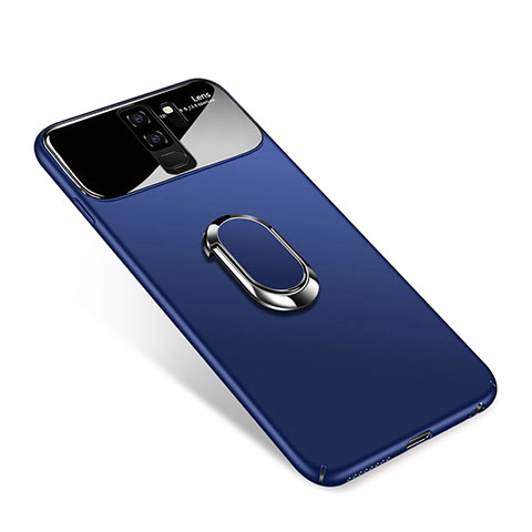 Custodia Plastica Rigida Cover Opaca con Magnetico Anello Supporto A01 per Samsung Galaxy S9 Plus Blu