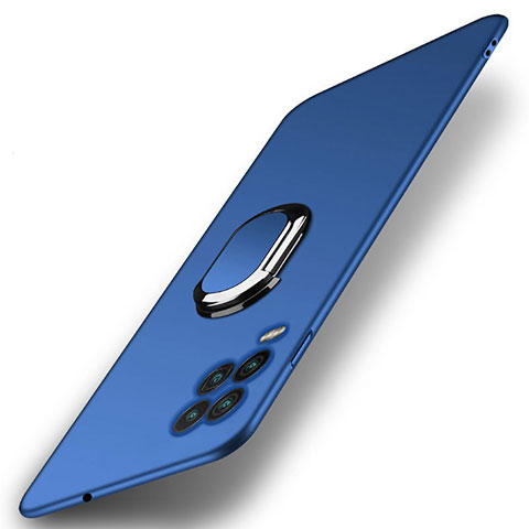 Custodia Plastica Rigida Cover Opaca con Magnetico Anello Supporto A01 per Xiaomi Mi 10 Lite Blu