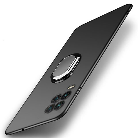 Custodia Plastica Rigida Cover Opaca con Magnetico Anello Supporto A01 per Xiaomi Mi 10 Lite Nero
