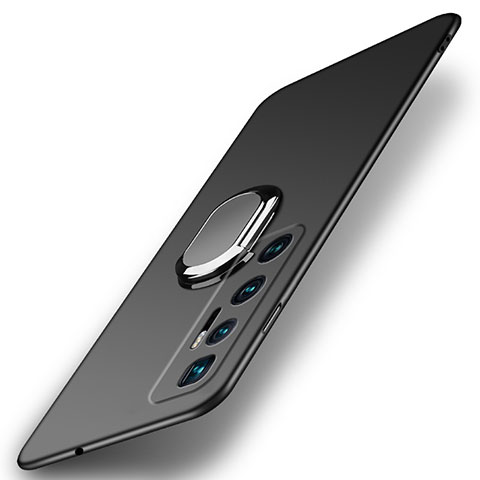 Custodia Plastica Rigida Cover Opaca con Magnetico Anello Supporto A01 per Xiaomi Mi 10 Ultra Nero