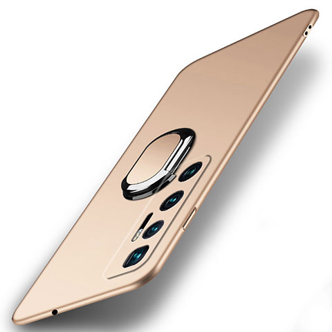 Custodia Plastica Rigida Cover Opaca con Magnetico Anello Supporto A01 per Xiaomi Mi 10 Ultra Oro