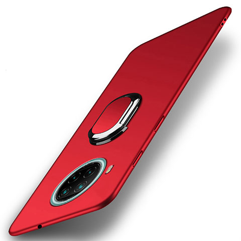 Custodia Plastica Rigida Cover Opaca con Magnetico Anello Supporto A01 per Xiaomi Mi 10i 5G Rosso