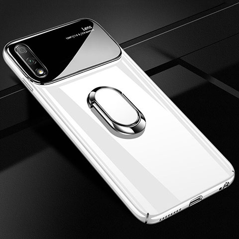 Custodia Plastica Rigida Cover Opaca con Magnetico Anello Supporto A02 per Huawei Honor 9X Bianco