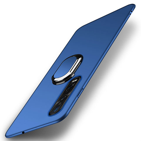 Custodia Plastica Rigida Cover Opaca con Magnetico Anello Supporto A02 per Oppo Find X2 Pro Blu