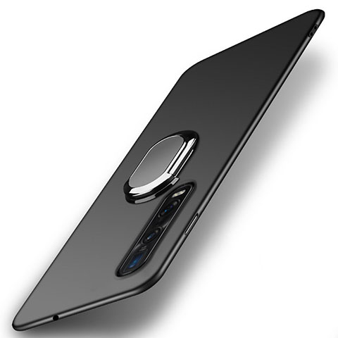 Custodia Plastica Rigida Cover Opaca con Magnetico Anello Supporto A02 per Oppo Find X2 Pro Nero