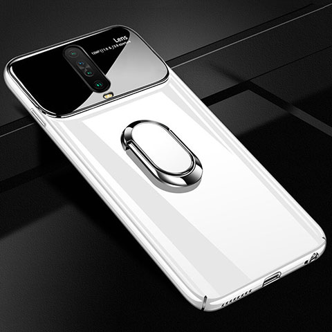 Custodia Plastica Rigida Cover Opaca con Magnetico Anello Supporto A02 per Xiaomi Redmi K30 5G Bianco