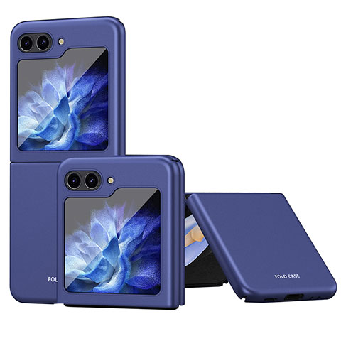 Custodia Plastica Rigida Cover Opaca con Magnetico Anello Supporto AN1 per Samsung Galaxy Z Flip5 5G Blu