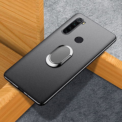 Custodia Plastica Rigida Cover Opaca con Magnetico Anello Supporto K01 per Xiaomi Redmi Note 8 (2021) Nero