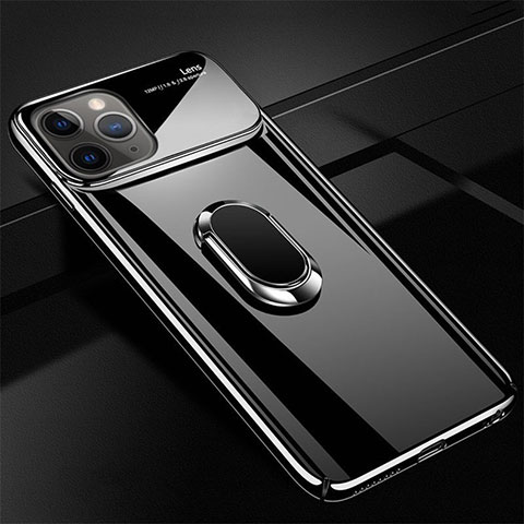 Custodia Plastica Rigida Cover Opaca con Magnetico Anello Supporto P01 per Apple iPhone 11 Pro Max Nero