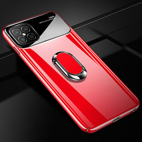 Custodia Plastica Rigida Cover Opaca con Magnetico Anello Supporto P01 per Huawei Nova 8 SE 5G Rosso