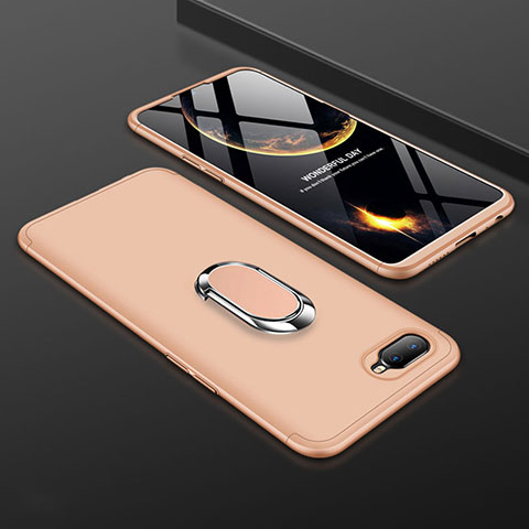 Custodia Plastica Rigida Cover Opaca con Magnetico Anello Supporto P01 per Oppo RX17 Neo Oro