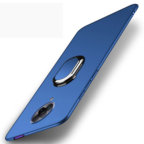 Custodia Plastica Rigida Cover Opaca con Magnetico Anello Supporto P01 per Xiaomi Redmi K30 Pro Zoom Blu