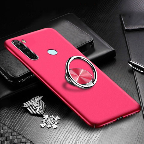 Custodia Plastica Rigida Cover Opaca con Magnetico Anello Supporto P01 per Xiaomi Redmi Note 8 Rosso