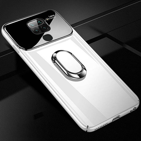 Custodia Plastica Rigida Cover Opaca con Magnetico Anello Supporto P01 per Xiaomi Redmi Note 9 Bianco