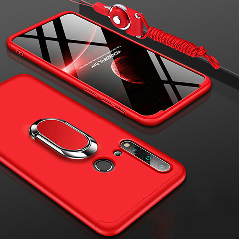 Custodia Plastica Rigida Cover Opaca con Magnetico Anello Supporto P02 per Huawei Nova 5i Rosso
