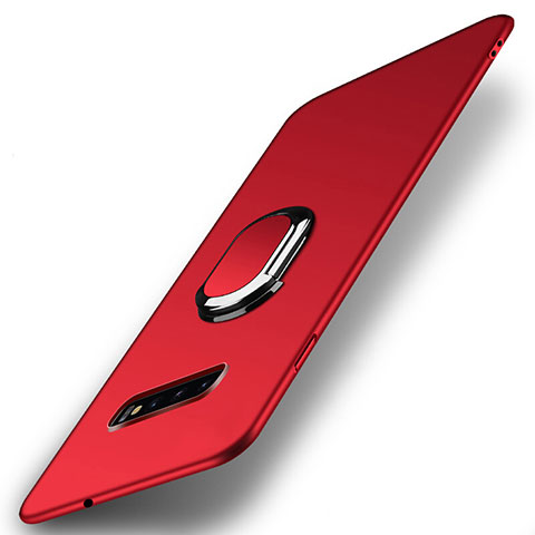 Custodia Plastica Rigida Cover Opaca con Magnetico Anello Supporto P02 per Samsung Galaxy S10 5G Rosso