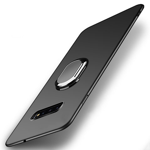 Custodia Plastica Rigida Cover Opaca con Magnetico Anello Supporto P02 per Samsung Galaxy S10 Nero