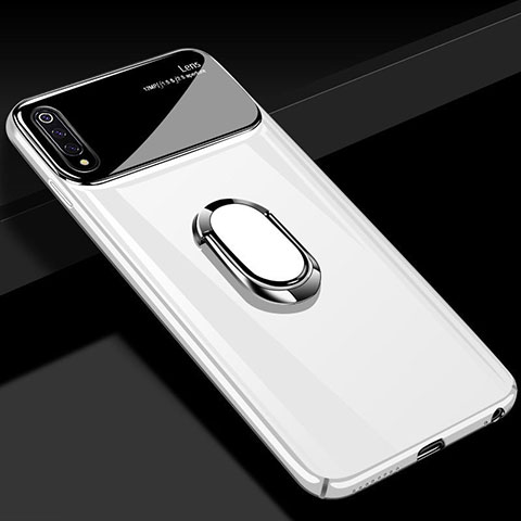 Custodia Plastica Rigida Cover Opaca con Magnetico Anello Supporto P02 per Xiaomi Mi A3 Bianco