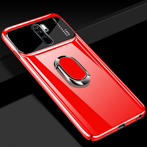 Custodia Plastica Rigida Cover Opaca con Magnetico Anello Supporto P02 per Xiaomi Redmi Note 8 Pro Rosso