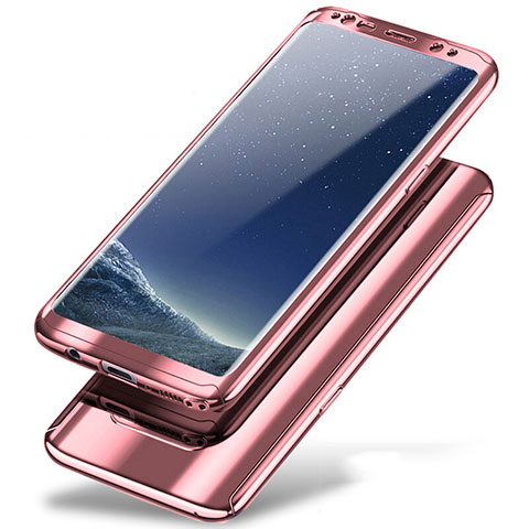 Custodia Plastica Rigida Cover Opaca Fronte e Retro 360 Gradi A01 per Samsung Galaxy Note 8 Duos N950F Oro Rosa