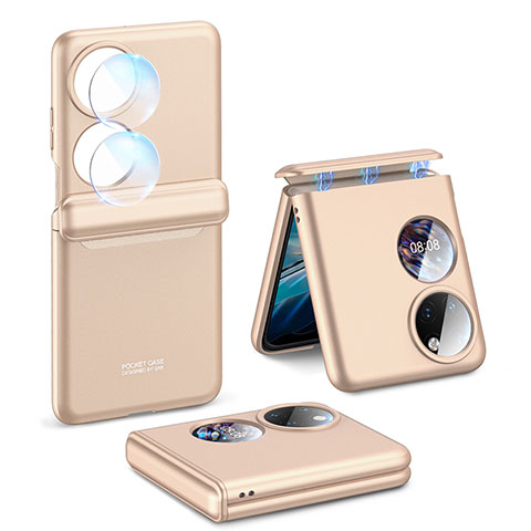 Custodia Plastica Rigida Cover Opaca Fronte e Retro 360 Gradi AC3 per Huawei P60 Pocket Oro