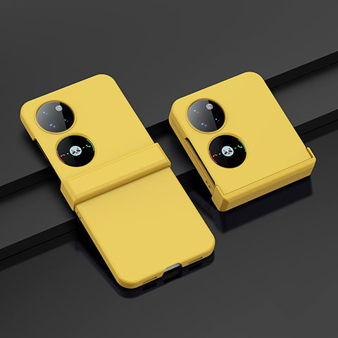 Custodia Plastica Rigida Cover Opaca Fronte e Retro 360 Gradi BH1 per Huawei P60 Pocket Giallo