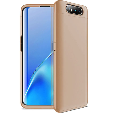 Custodia Plastica Rigida Cover Opaca Fronte e Retro 360 Gradi C01 per Samsung Galaxy A80 Oro