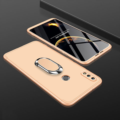 Custodia Plastica Rigida Cover Opaca Fronte e Retro 360 Gradi con Anello Supporto per Huawei Enjoy 9 Plus Oro