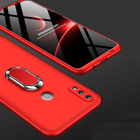 Custodia Plastica Rigida Cover Opaca Fronte e Retro 360 Gradi con Anello Supporto per Huawei Honor 10 Lite Rosso