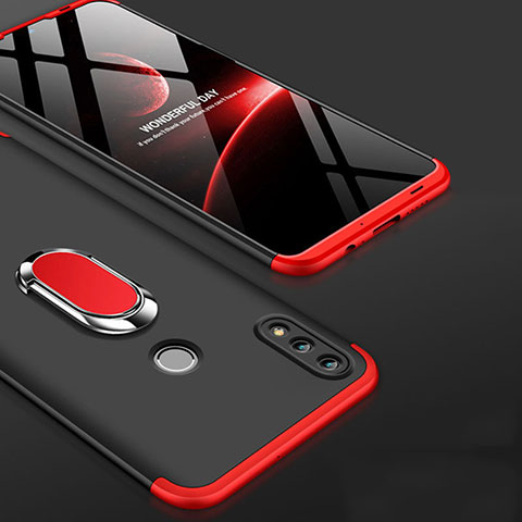 Custodia Plastica Rigida Cover Opaca Fronte e Retro 360 Gradi con Anello Supporto per Huawei Honor 10 Lite Rosso e Nero
