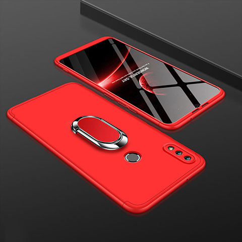 Custodia Plastica Rigida Cover Opaca Fronte e Retro 360 Gradi con Anello Supporto per Huawei Y9 (2019) Rosso