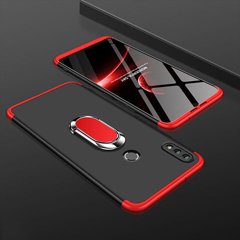 Custodia Plastica Rigida Cover Opaca Fronte e Retro 360 Gradi con Anello Supporto per Huawei Y9 (2019) Rosso e Nero