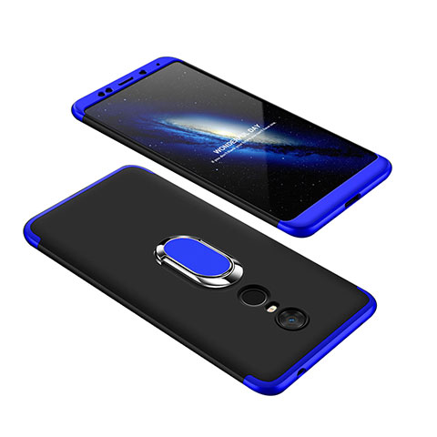 Custodia Plastica Rigida Cover Opaca Fronte e Retro 360 Gradi con Anello Supporto per Xiaomi Redmi 5 Plus Blu