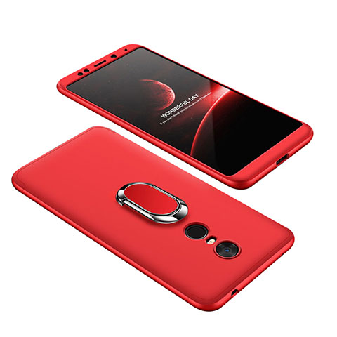 Custodia Plastica Rigida Cover Opaca Fronte e Retro 360 Gradi con Anello Supporto per Xiaomi Redmi 5 Plus Rosso