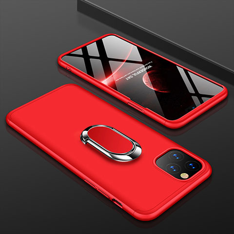 Custodia Plastica Rigida Cover Opaca Fronte e Retro 360 Gradi con Anello Supporto R01 per Apple iPhone 11 Pro Rosso