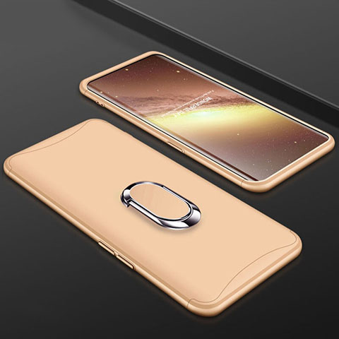 Custodia Plastica Rigida Cover Opaca Fronte e Retro 360 Gradi con Anello Supporto S01 per Oppo Find X Super Flash Edition Oro